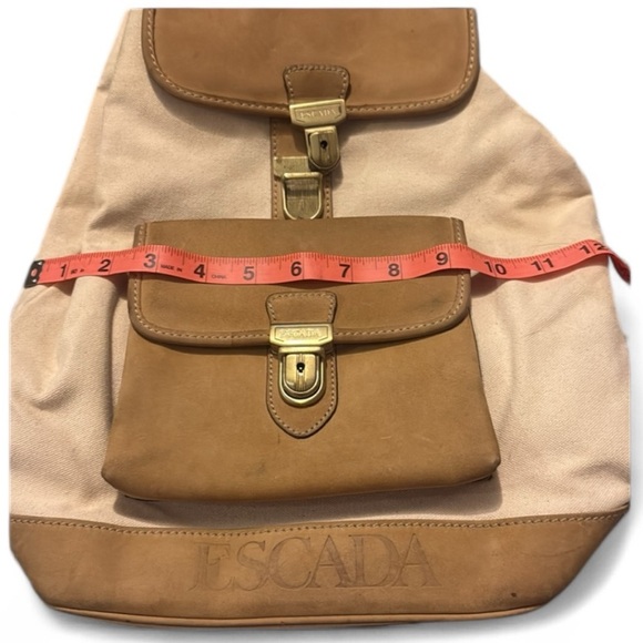 Escada Vintage canvas and leather Tan and Cream backpack - Picture 9 of 11